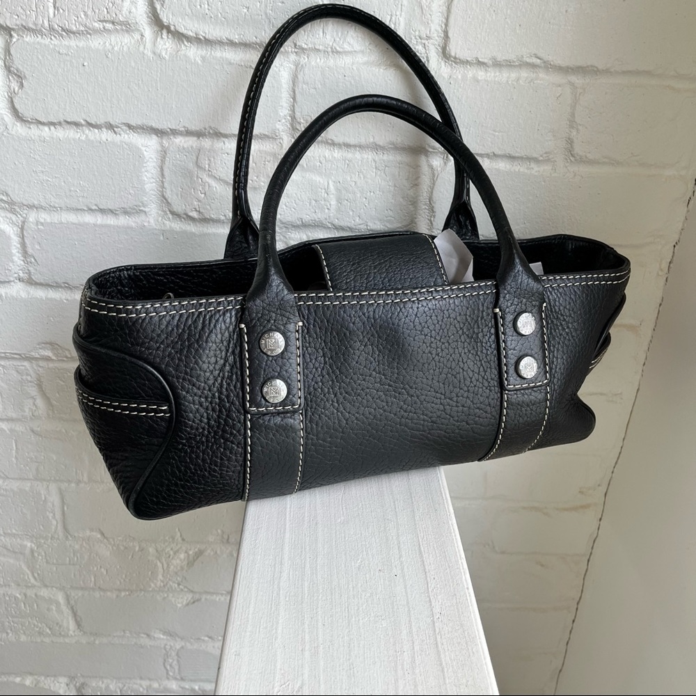 Michael Kors Black Pebbled Leather Shoulder Bag with Silver Hardware